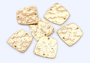 Gold plated trapezoid double hole connector charm x 6 pieces
