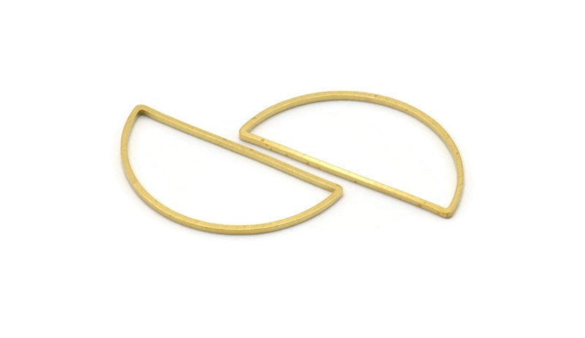 Brass half circle charm connector x 4 pieces 1.5cm x 3cm