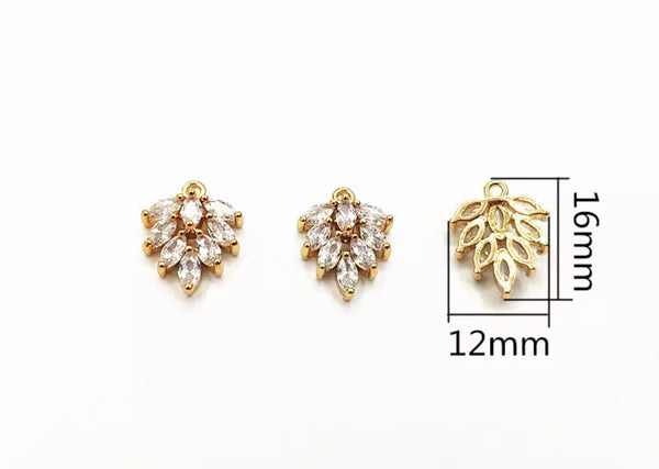 Style 1- Diamante gold plated charm x 4 pieces