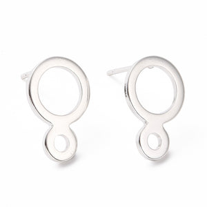 Sterling silver plated stainless steel round detailed stud post 10 x pieces
