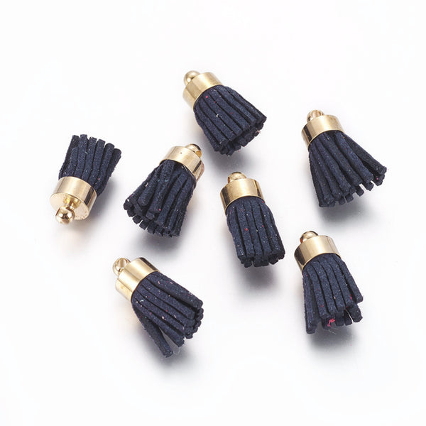 Navy Mini suede tassels with gold cap x 6 pieces