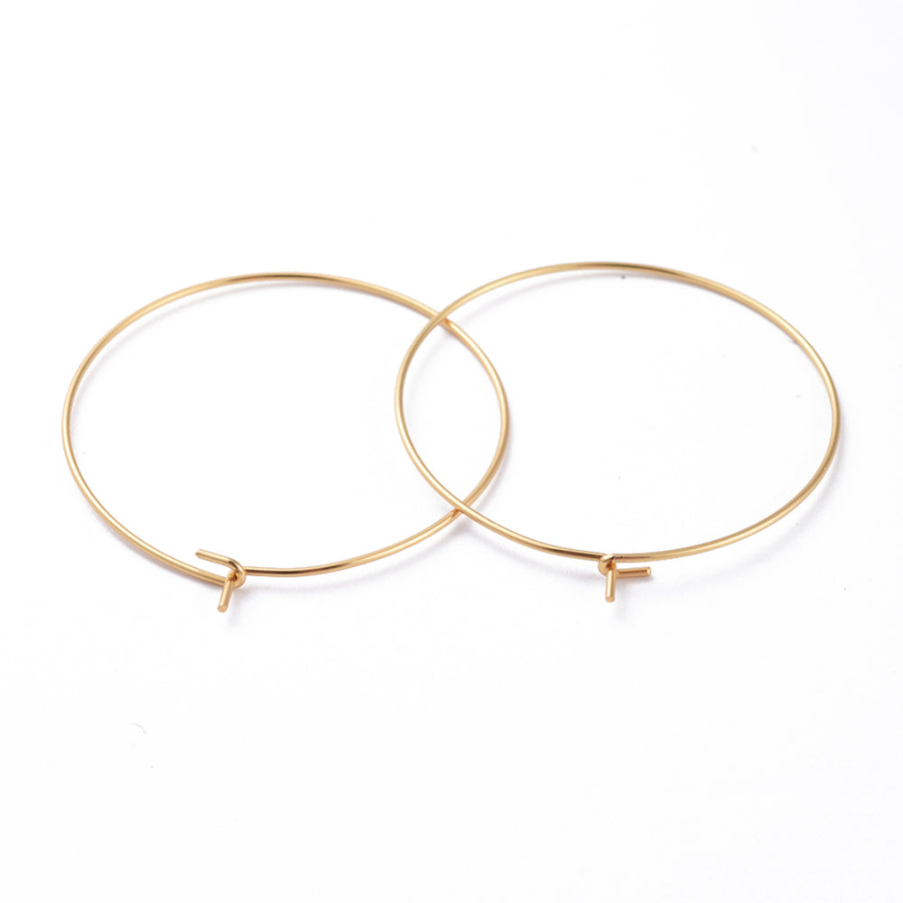 3.5cm Genuine 18K gold 316L surgical stainless steel hoop wire pack of 10