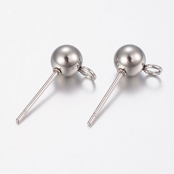 5mm silver stainless steel ball stud post 10 x pieces