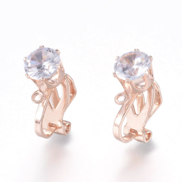 Rose Gold plated diamante clip on earring x 6 pieces