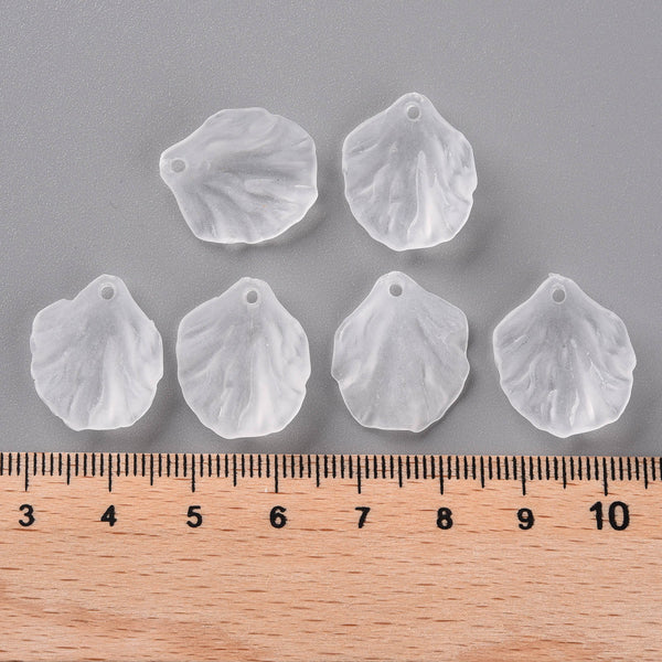 Frosted white transparent acrylic petal charms - pack of 20
