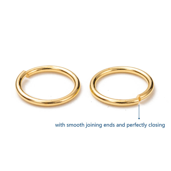 Bright Gold Jump rings 10mm x 1mm - 100 pieces