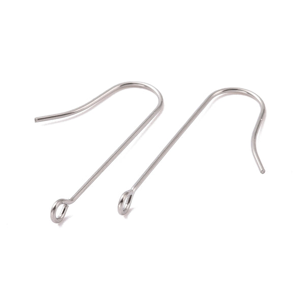 NEW 2.8cm long hook style plated 316 surgical stainless steel earring hooks x 10 pieces (5pairs)