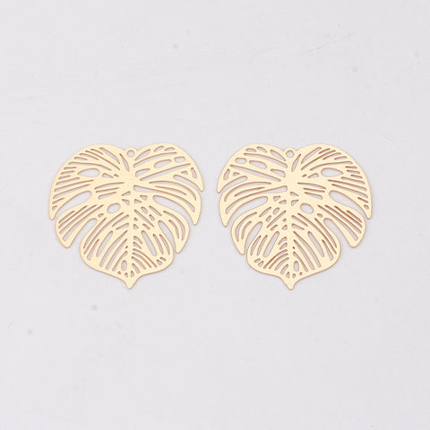 Gold plated monstera leaf charm x 4 pieces