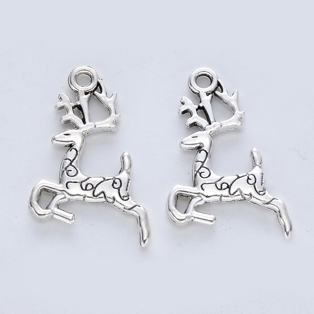 Tibetan silver plated Reindeer charms x 8 pieces