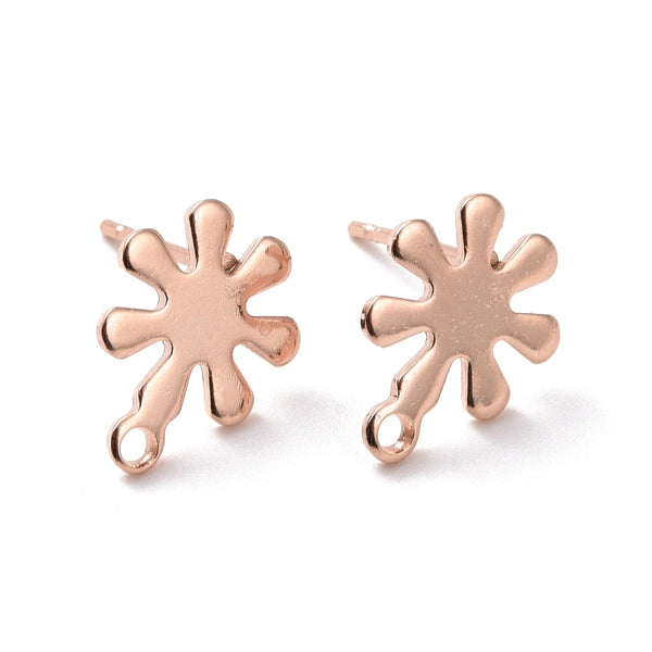 Rose Gold flower stainless steel stud earring posts 10 pieces