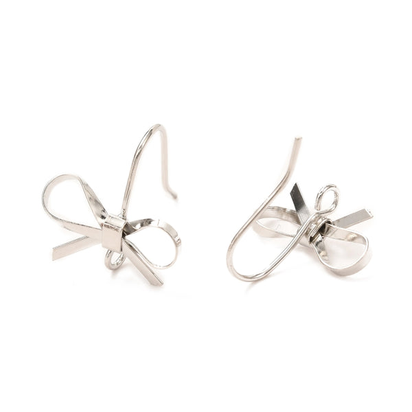 Silver plated detailed Bow hook earring top x 6 pieces