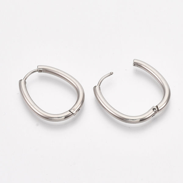 Oval stainless steel huggie hoops x 6