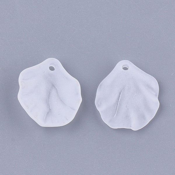 Frosted white acrylic petal charms - pack of 20