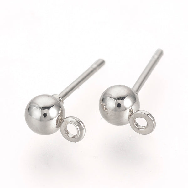 5mm silver stainless steel ball stud post 10 x pieces