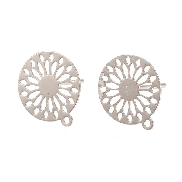 Genuine 18K platinum plated Flower detail stud tops x 10 pieces