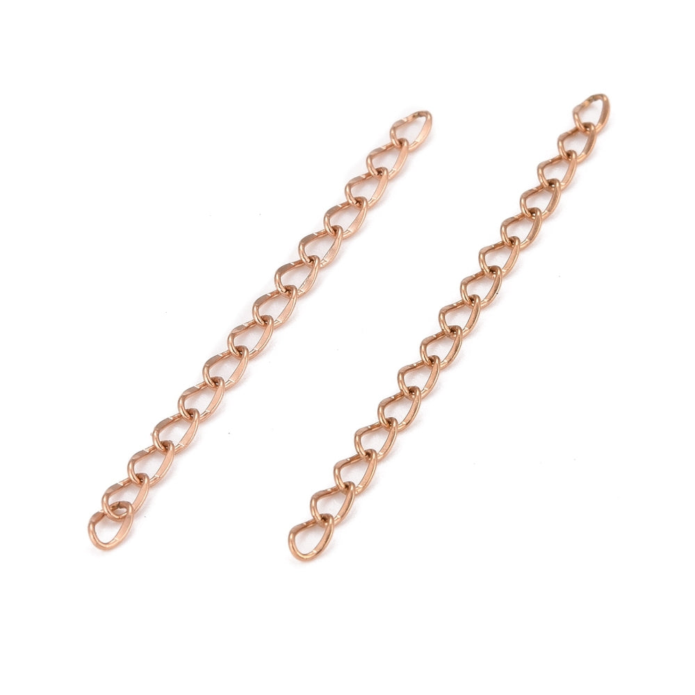 Rose gold plated stainless steel chain extender - pack of 6
