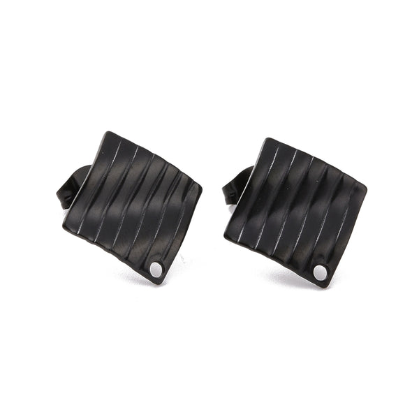 Black plated stainless steel rhombus wavy studs tops x 8 pieces