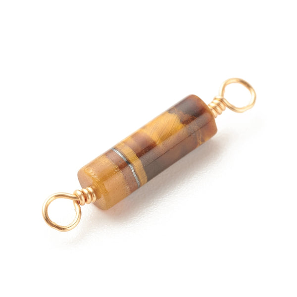 Natural tiger eye connector charm 2.6cm x 5mm x 6 pieces
