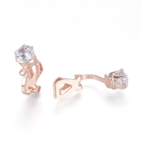 Rose Gold plated diamante clip on earring x 6 pieces