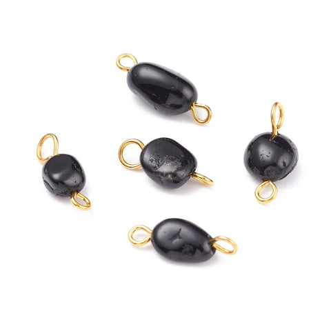 Black tourmaline bead connectors x 10 pieces
