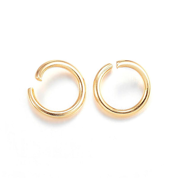 6mm x .8mm Stainless steel gold 6mm open jump rings  - 100 pieces