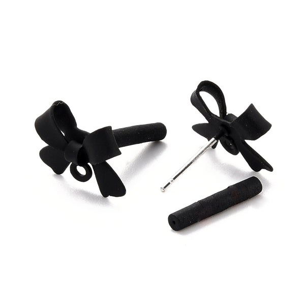 Black bow stud tops - x 4 pieces