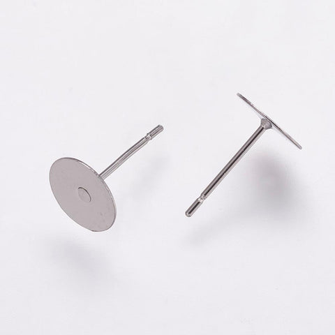 10mm stainless steel earring posts - pack of 100 pieces