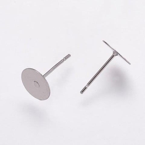 8mm 304 stainless steel earring posts  - pack of 100 pieces