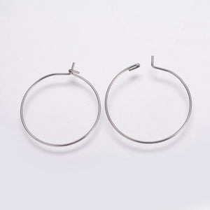 316L surgical stainless steel wire hoops 2.5CM x 10 pieces (5pairs)