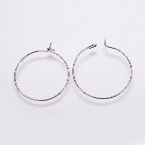 316L surgical stainless steel wire hoops 2.5CM x 10 pieces (5pairs)