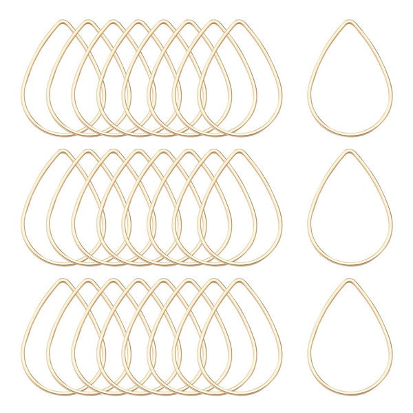 Light Gold plated tear drop charm connectors x 8 pieces - 3cm x 2cm