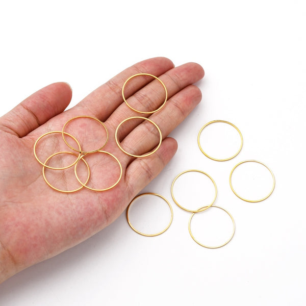 Bright gold plated 2.5cm circle charm connector x 10 pieces