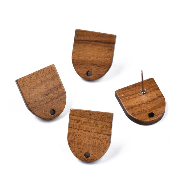Walnut stud tops with stainless steel posts x 6 pieces - Half oblong - style 2