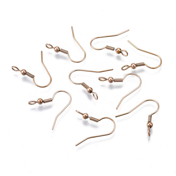 Rose gold plated stainless steel front facing Shepard hooks x 10 pieces