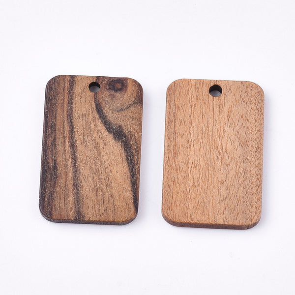 Rectangle shape walnut wood charms/connectors x 4 pieces