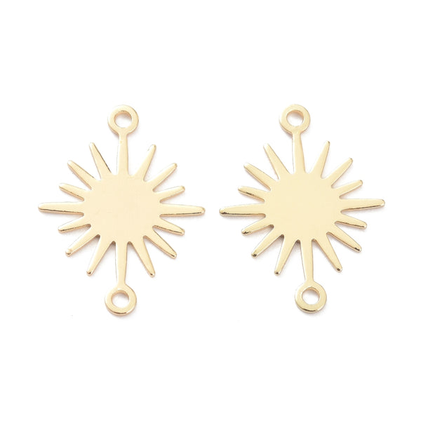Genuine 14K gold plated sun charm x 6 pieces