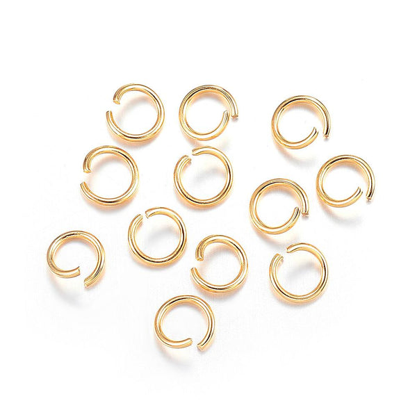 6mm x .8mm Stainless steel gold 6mm open jump rings  - 100 pieces