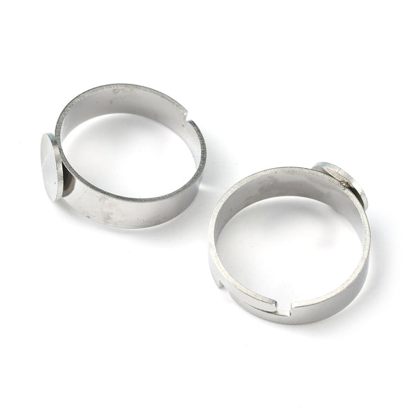 Silver plated stainless steel adjustable ring base x 2 pieces