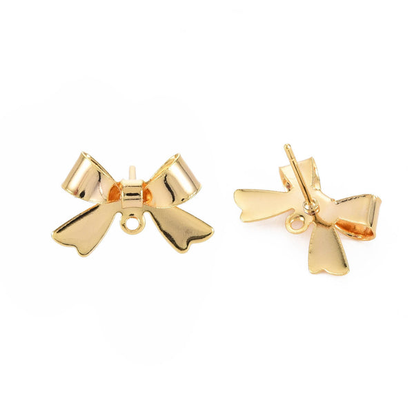 Genuine 18K Gold plated bow stud tops - 4 x pieces