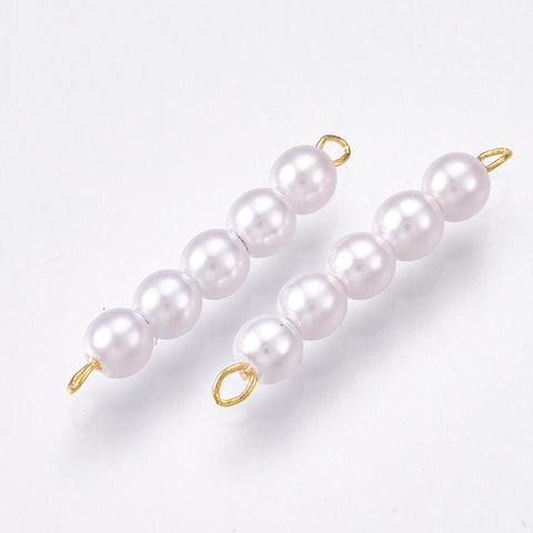Pearl double connector wire charms - pack of 4