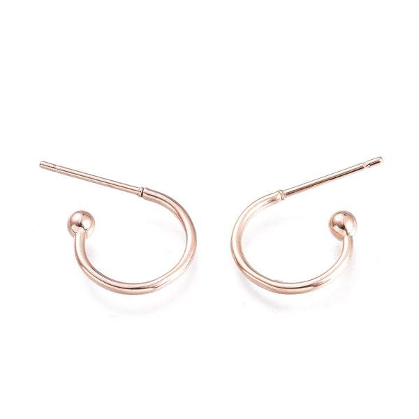 1.5cm x 2cm Rose gold stainless steel open hoop x 10 pieces