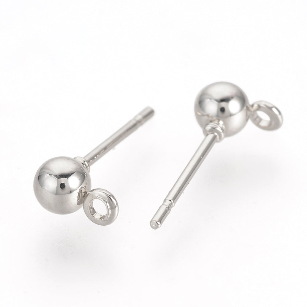 4mm silver 304 stainless steel ball stud post 20 x pieces