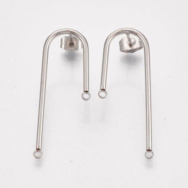 Stainless steel U shape stud tops with backs x 8 pieces (4 pairs)