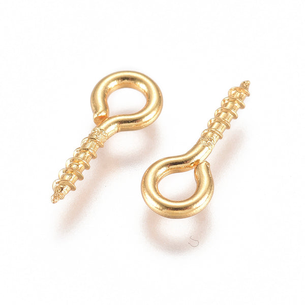Gold stainless steel screw in eye pins 20 x pieces