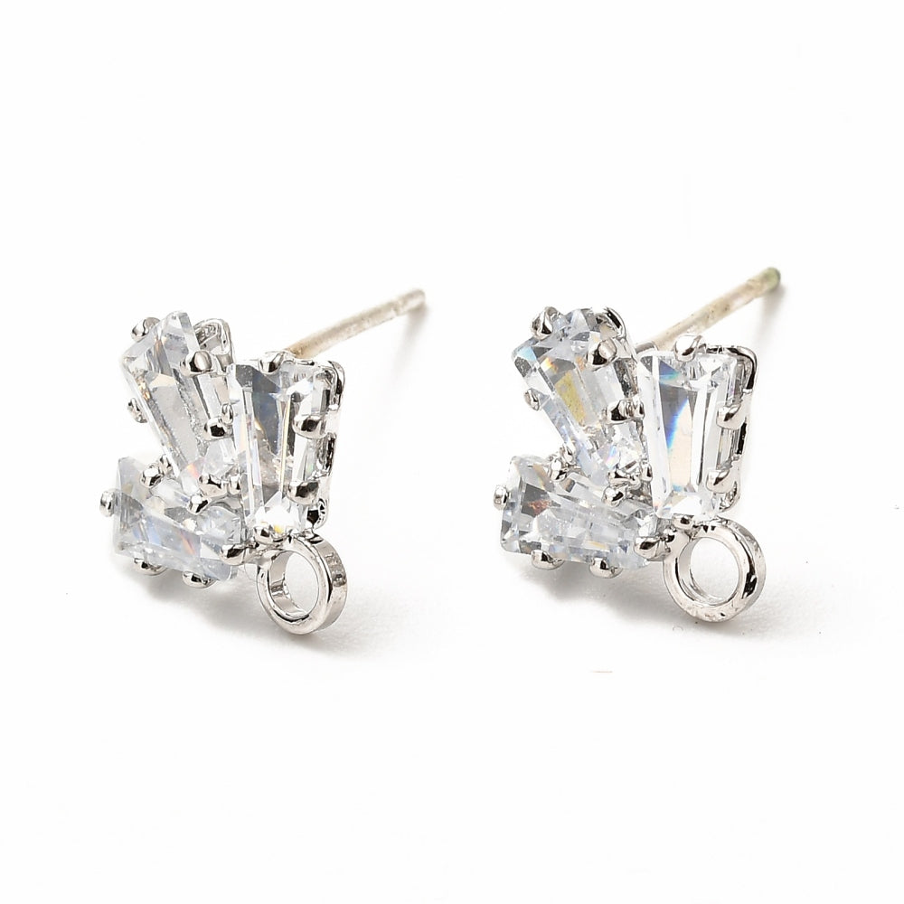 Silver Diamanté stud earring post x 6 pieces
