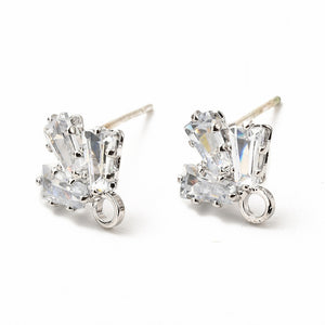 Silver Diamanté stud earring post x 6 pieces