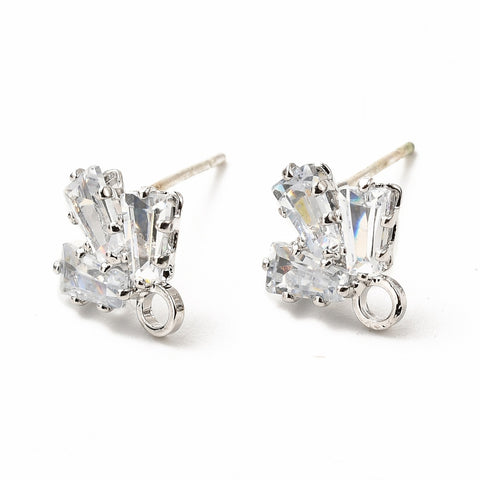 Silver Diamanté stud earring post x 6 pieces