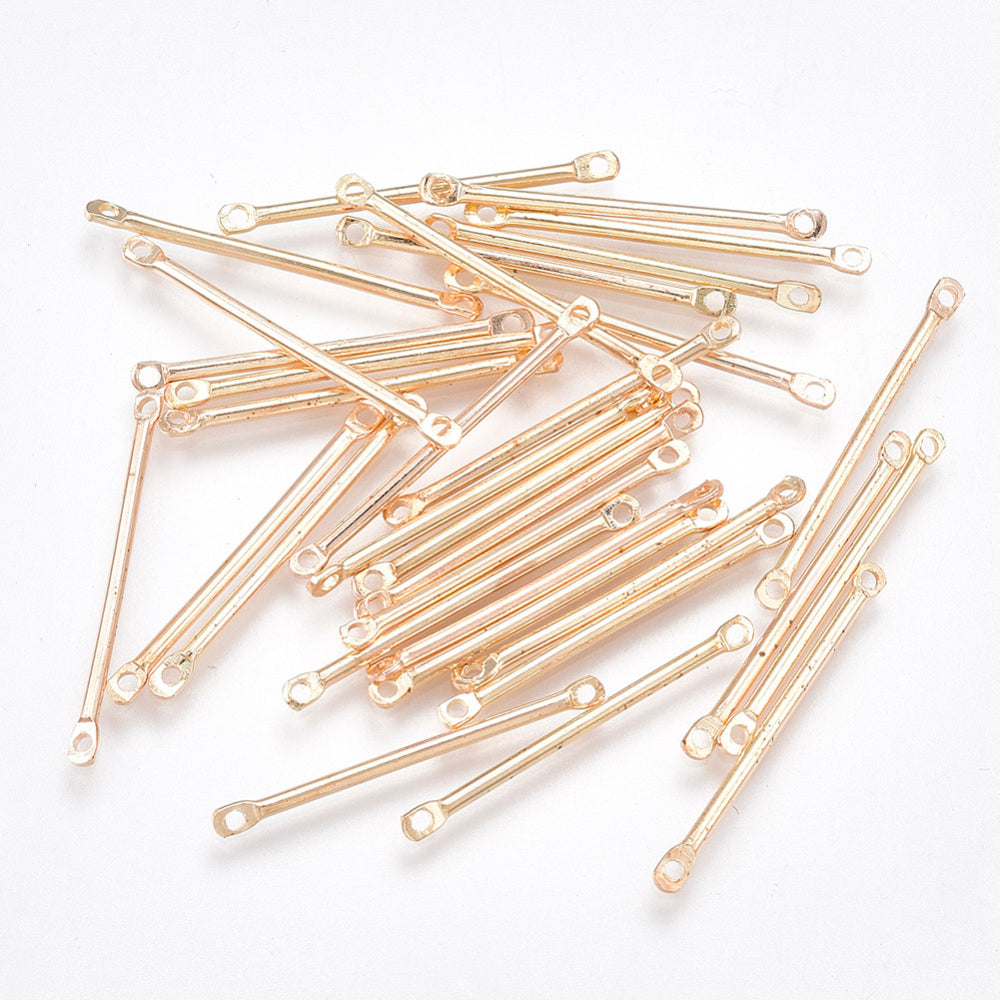 Gold plated bar double connector charm 10 x pieces - 2.5cm