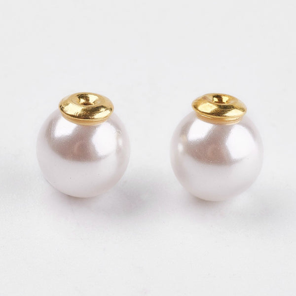 Pearl genuine 18K gold plated round earring backs x 8 pieces