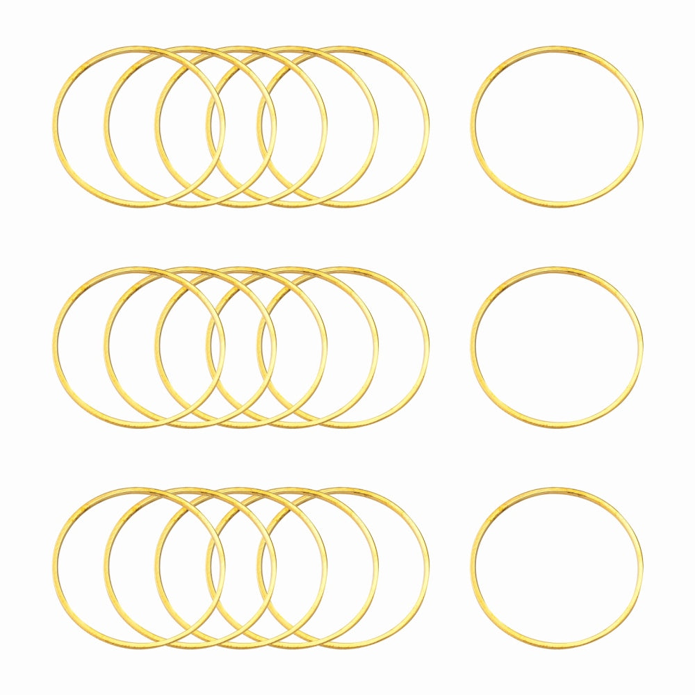 Bright gold plated 2.5cm circle charm connector x 10 pieces